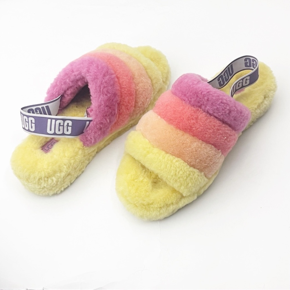 UGG Fluff Yeah Multicolored Heel Strap Slippers S… - image 1